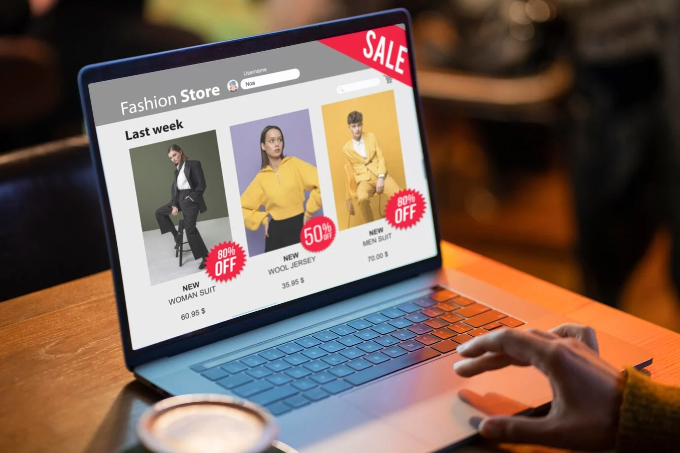 B2C online ticaret sitesi bilgisayar ekranı