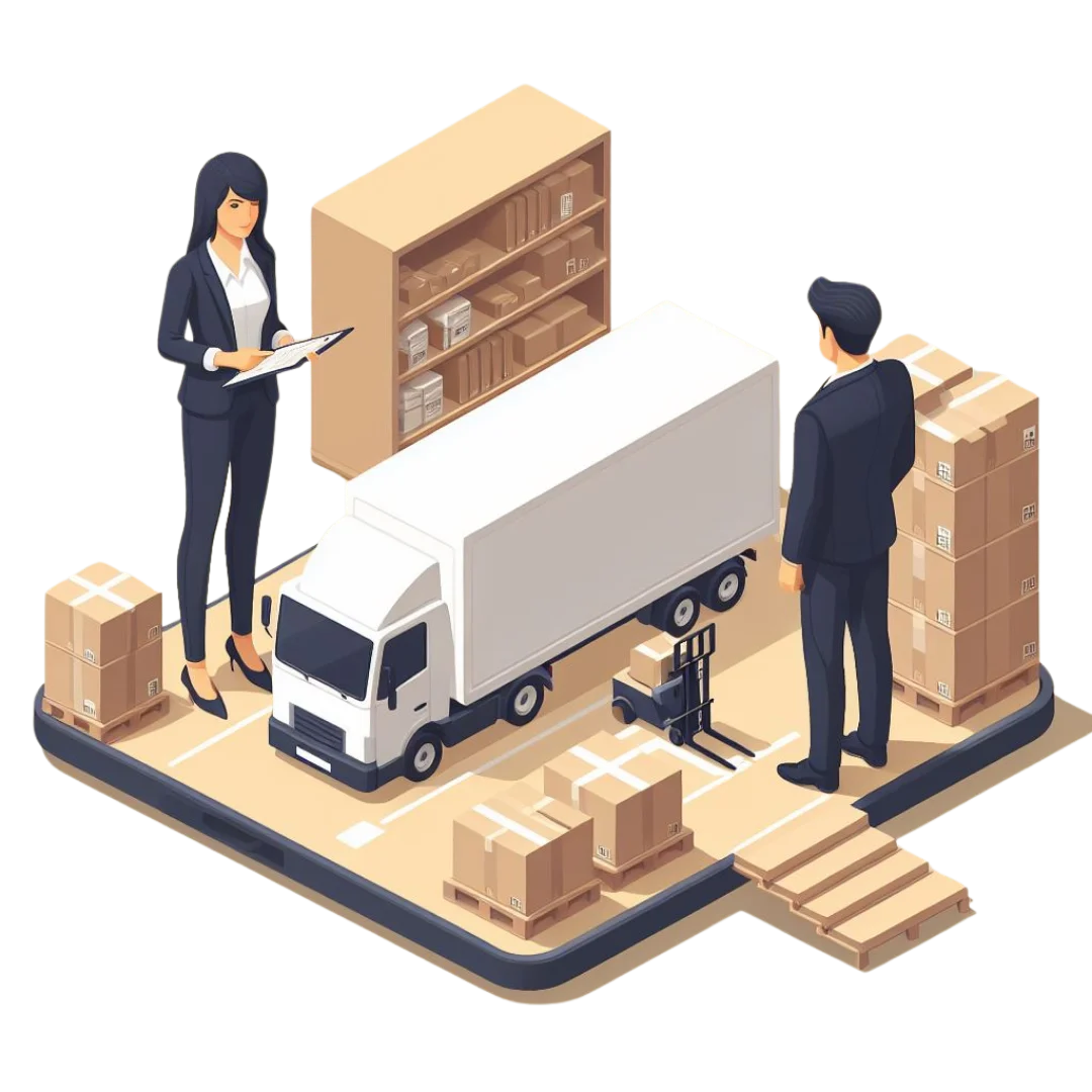 Lojistik yönetimi yazılımı(Forwarder Yazılımı) İzometrik tanıtım görseli